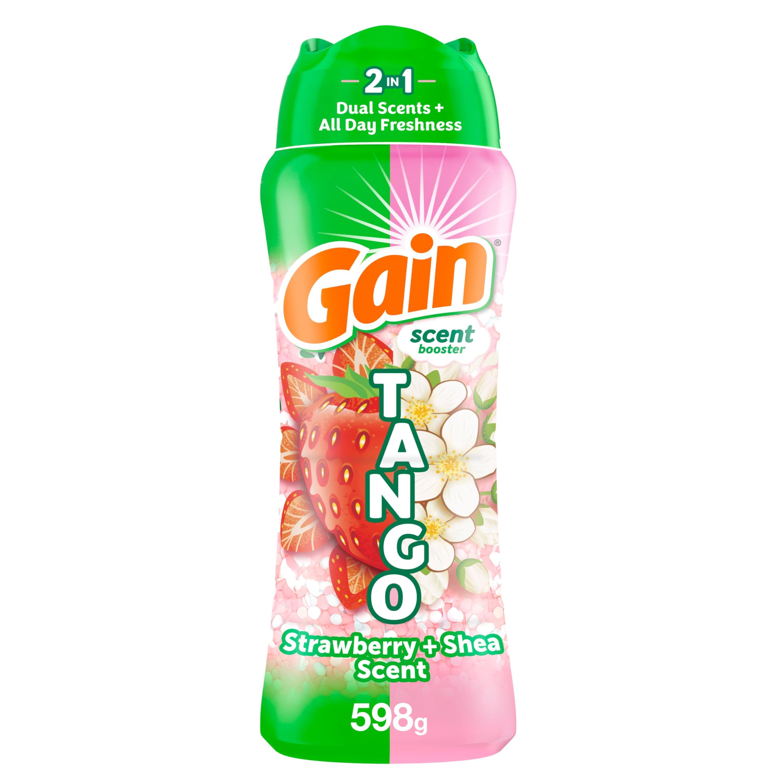 Gain Tango 2-in-1 Laundry Scent Booster Beads, Strawberry and Shea Scent, Laundry Beads with Dual Scents Plus All Day Freshness, 598 Grams