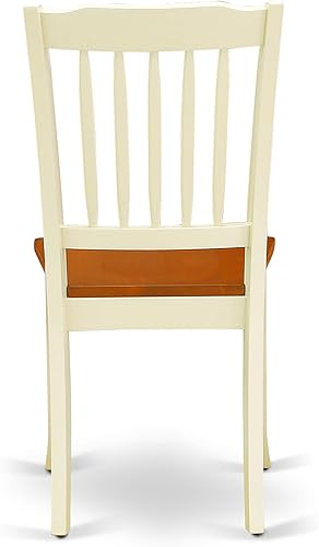 Miniatura 8 de East West Furniture DAC-BMK-W Danbury - Sillas de comedor de madera con respaldo de listones, juego de 2, suero de leche y cereza