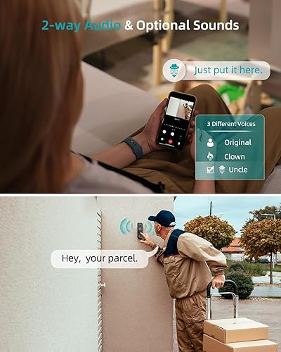 Miniatura 5 de ZUMIMALL Timbre inalámbrico - Timbre de video 2K con timbre, audio de 2 vías, cambiador de voz, antirrobo, detección PIR humanoAI, almacenamiento