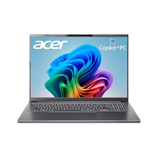 acer Aspire 16 AI Copilot+ PC | 16" WUXGA 120Hz Multi-Touch Display | Snapdragon X X1-26-100 | NPU: 45 Tops - GPU: Up to 1.7 TFLOPs | 16GB LPDDR5X | 512GB PCIe Gen 4 SSD | Wi-Fi 7 | A16-11MT-X669