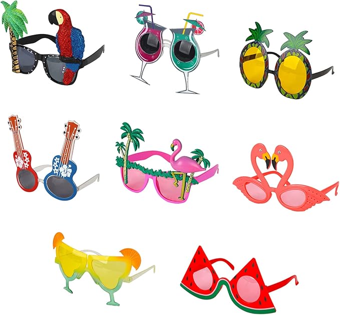 Gukasxi 8 Pairs Beach Party Glasses Novelty Party Sunglasses Funny