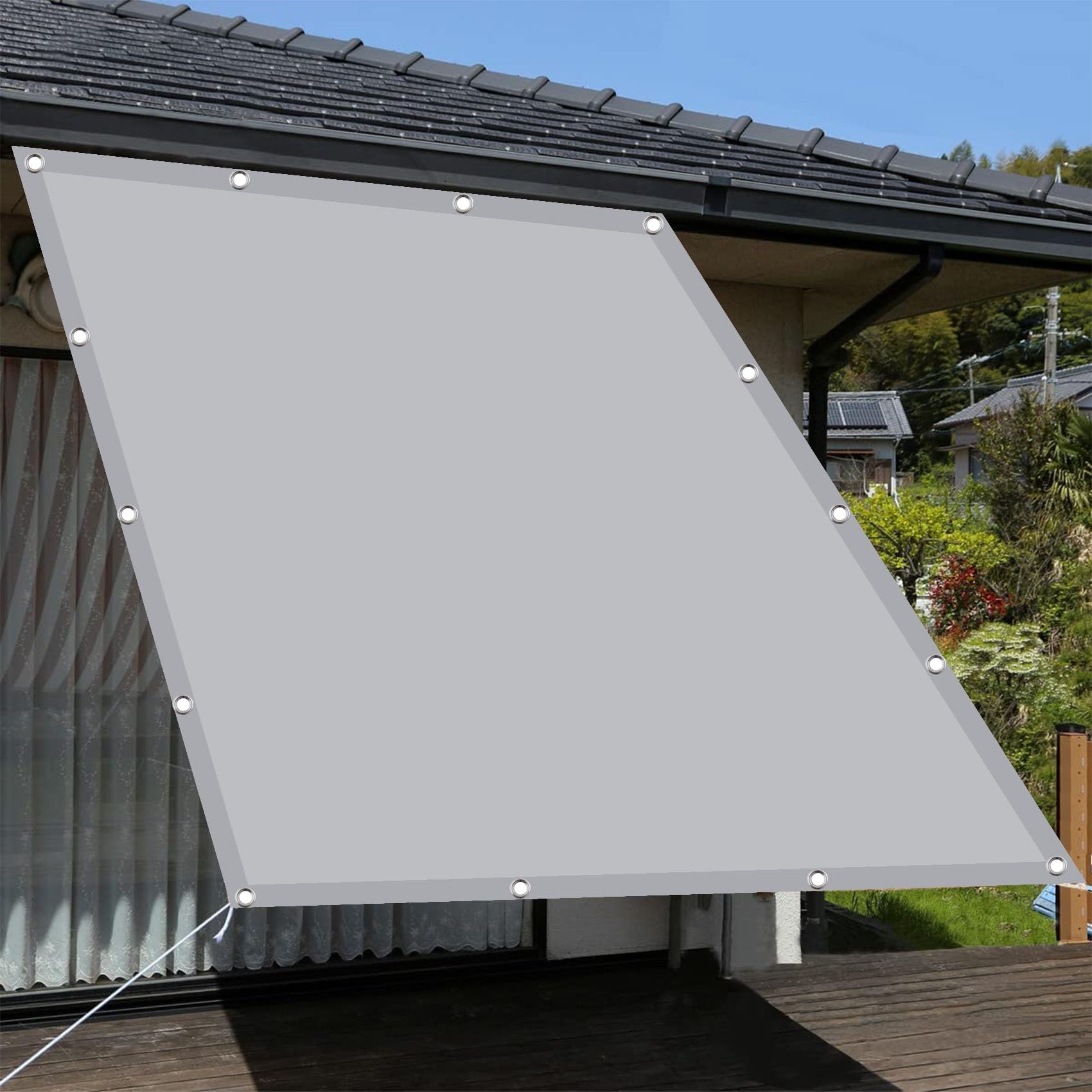 Voile d'ombrage rectangulaire 4.5x9m gris clair pour jardin