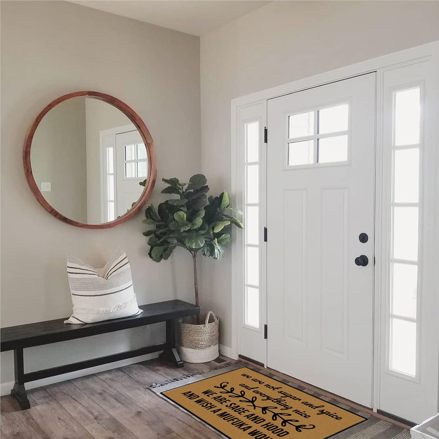 We are Sage and Hood and Wish A Mufuka Would Extra Large Fall Outdoor Welcome Mat, Valentines Door Mat Outdoor Easy Clean Front Door Mats Fall 30"x18"