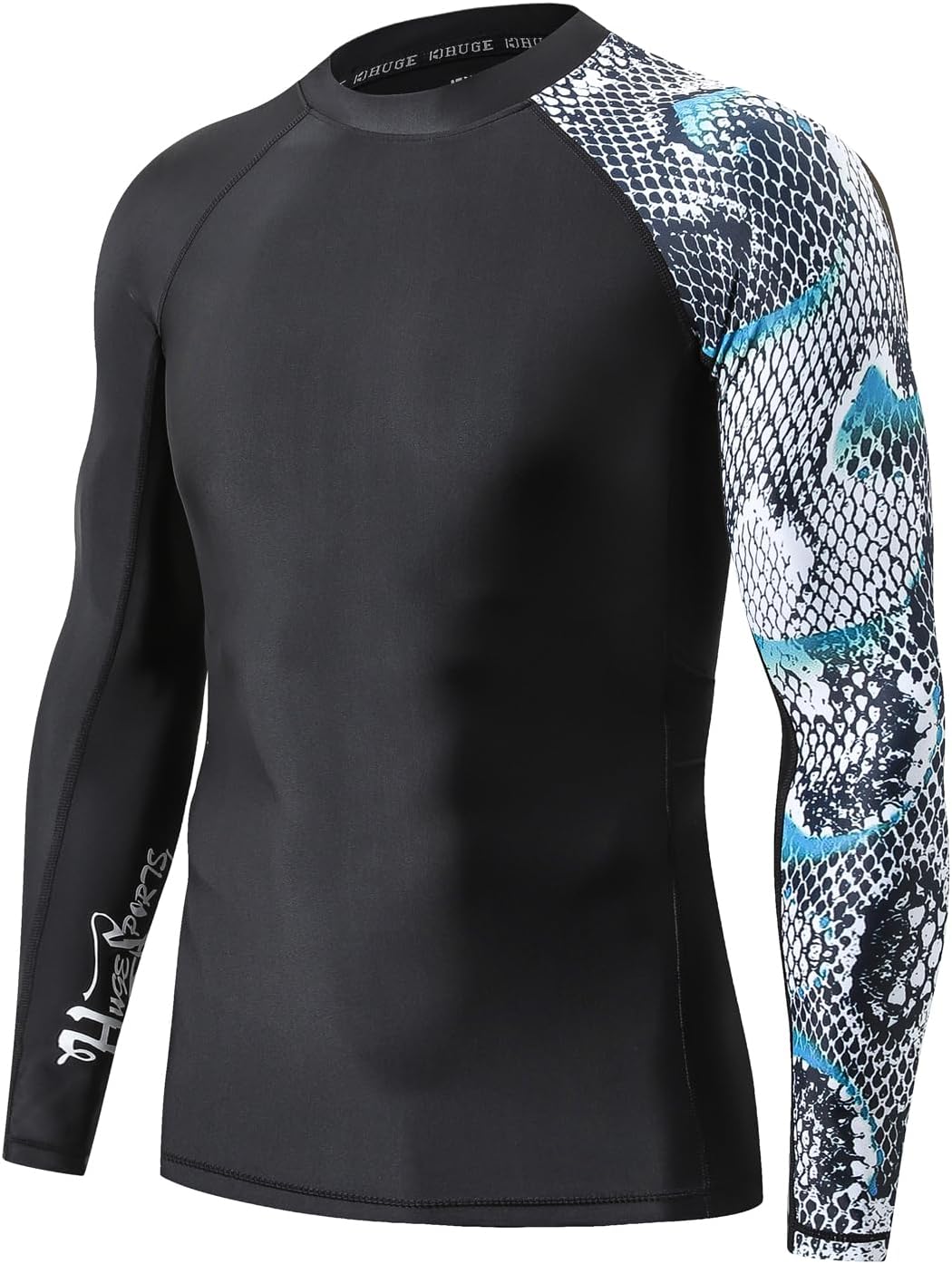 Men's Rash Guard Long Sleeves UPF 50+ UV Sun Protection Quick Drying Splice Compression Swim Shirts