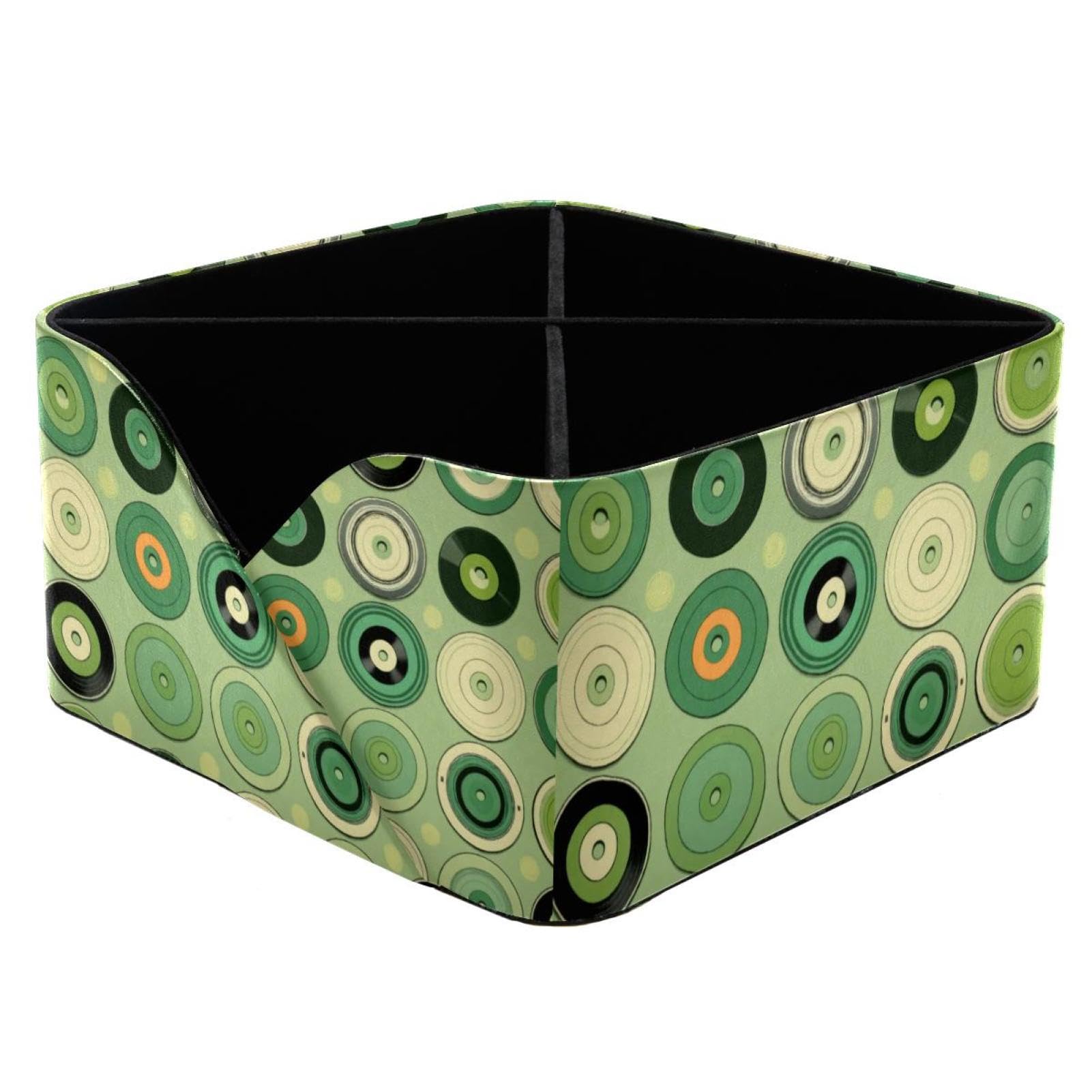Boîte de rangement solide au motif Green Records pour classer vos objets