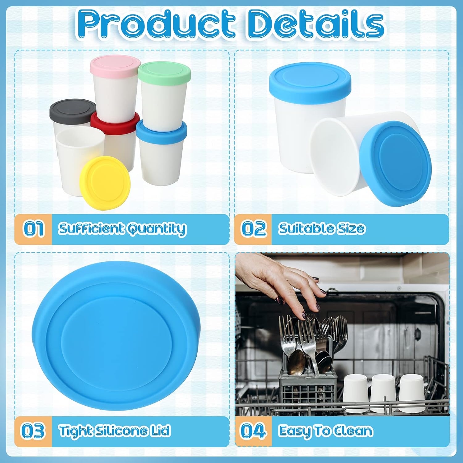 12 Pieces 6 oz Mini Ice Cream Containers Reusable Freezer Storage Tub with Lids Storage Container for Homemade Ice Cream Dessert Food Freezer Storage, Mixed Color