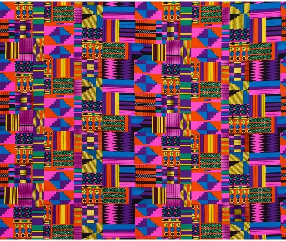6 Yards Kente African Fabrics Bright Color Polyester African Cloth by Yard Ankara Fabric Sewing for Crafts