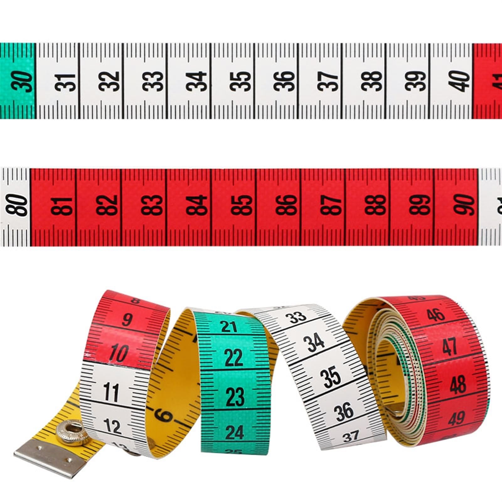Metro a nastro con righello da cucito su entrambi i lati, con bottone a pressione, strumenti di misurazione sartoriali