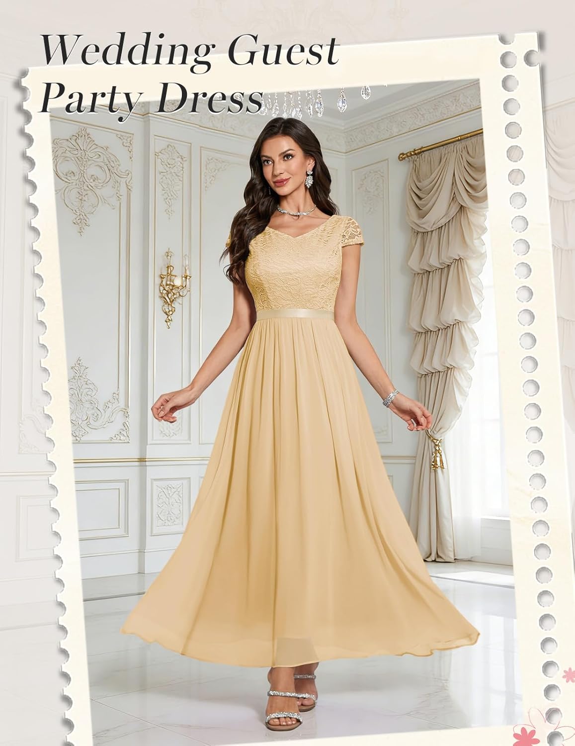 DRESSTELLS Formal Dress for Women 2026, Long Wedding Guest Bridesmaid Evening Cocktail Party Prom Lace Summer Dresses