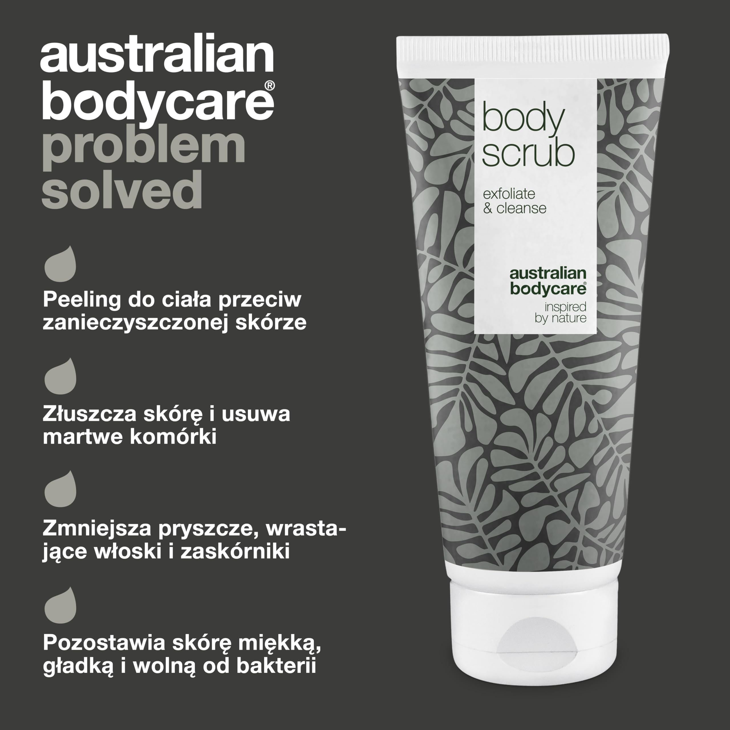 Australian Bodycare Body Scrub, 200ml | Głęboko oczyszczający peeling ze 100% naturalnym Olejkiem z Drzewa Herbacianego | Doskonały do pielęgnacji skóry trądzikowej i zanieczyszczeń na całym ciele
