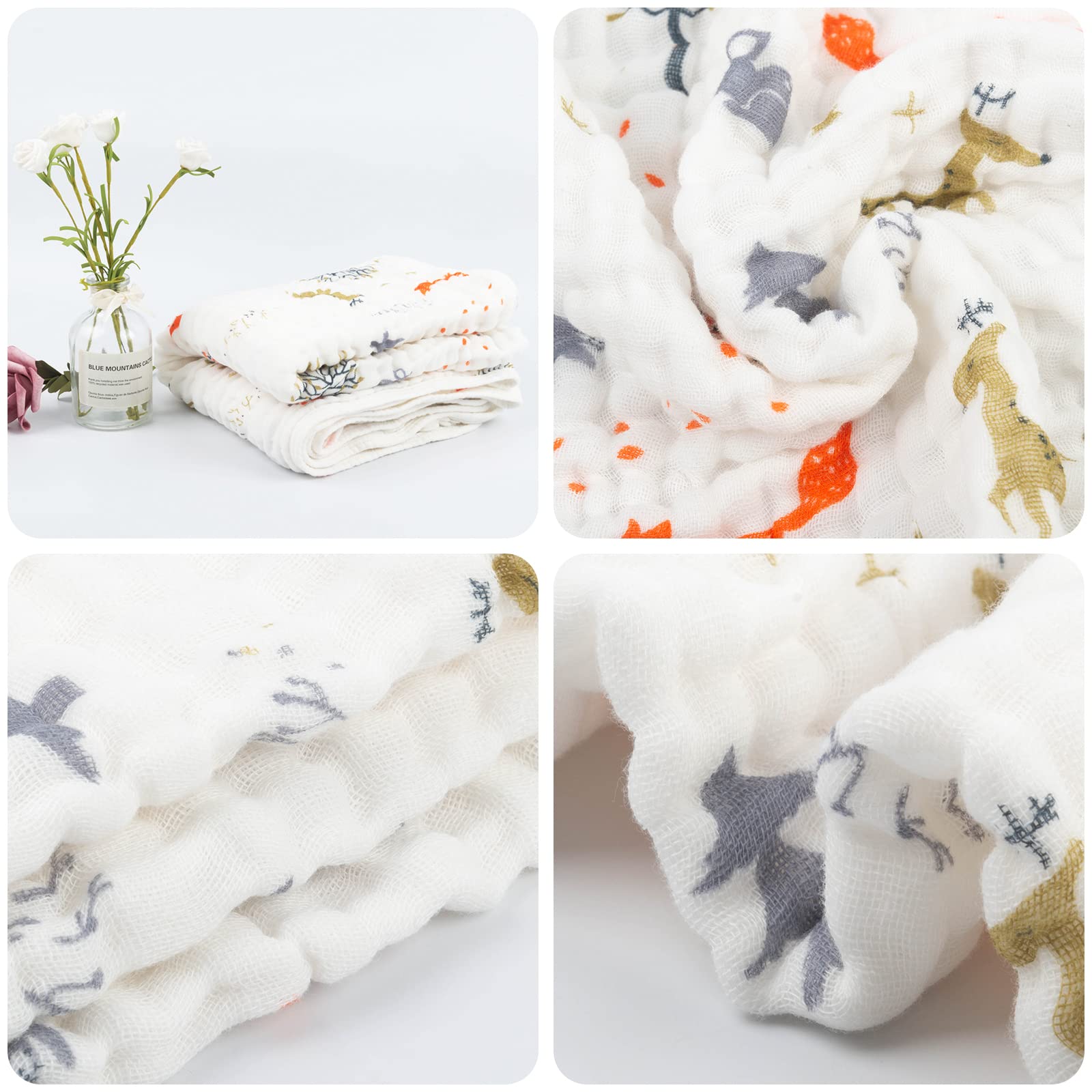 Babygoal Paquete de 2 toallas de baño para bebé, 100% algodón de muselina con capucha para recién nacidos, bebés, absorbentes e hipoalergénicos, regalo para niños y niñas, 35 x 35 pulgadas T0607