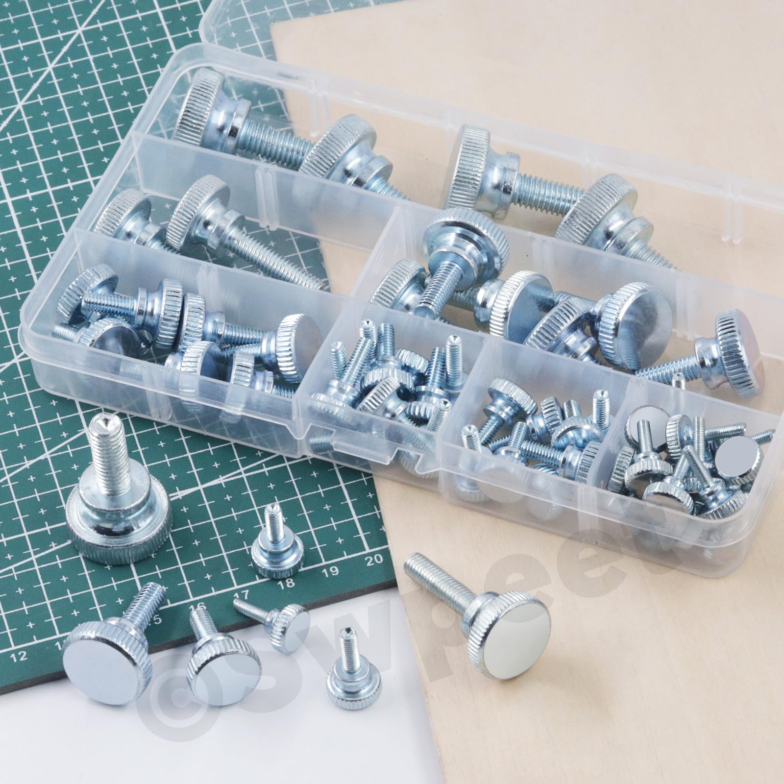 65 Pcs Thumb Screws Kit - Zinc Plated Knurled Fasteners -7 65 Pcs Thumb Screws Kit - Zinc Plated Knurled Fasteners -7