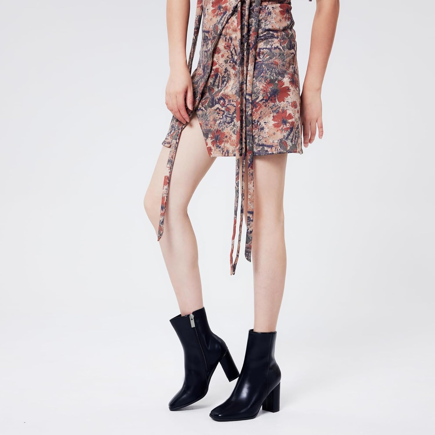 Elisabet Tang Women Ankle Boots 3 Inch Chunky Heel Side Zipper Ankle Booties with Square Toe - Image 6