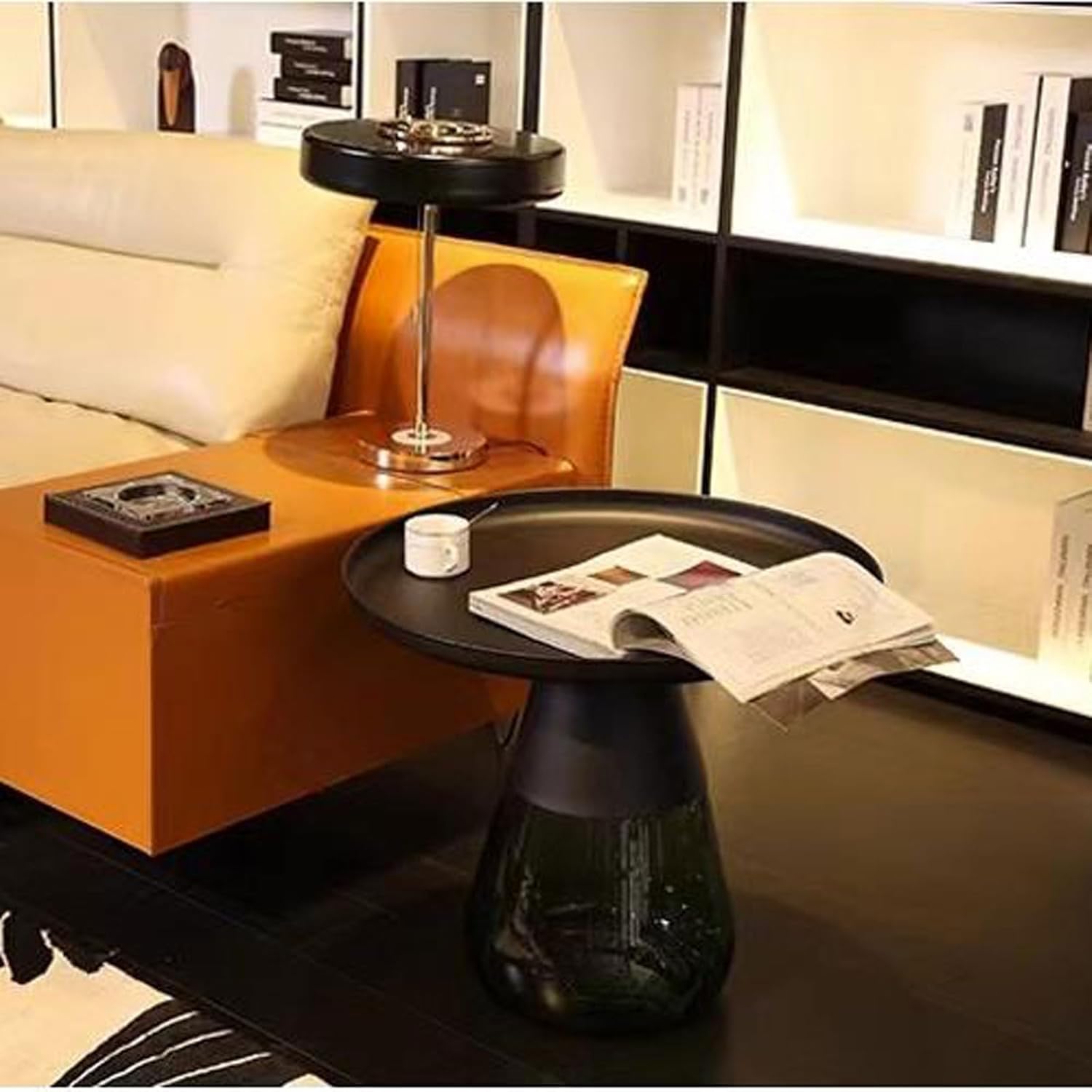 ベッドサイドテーブルラウンドエンドテーブル、小さなスペース用の