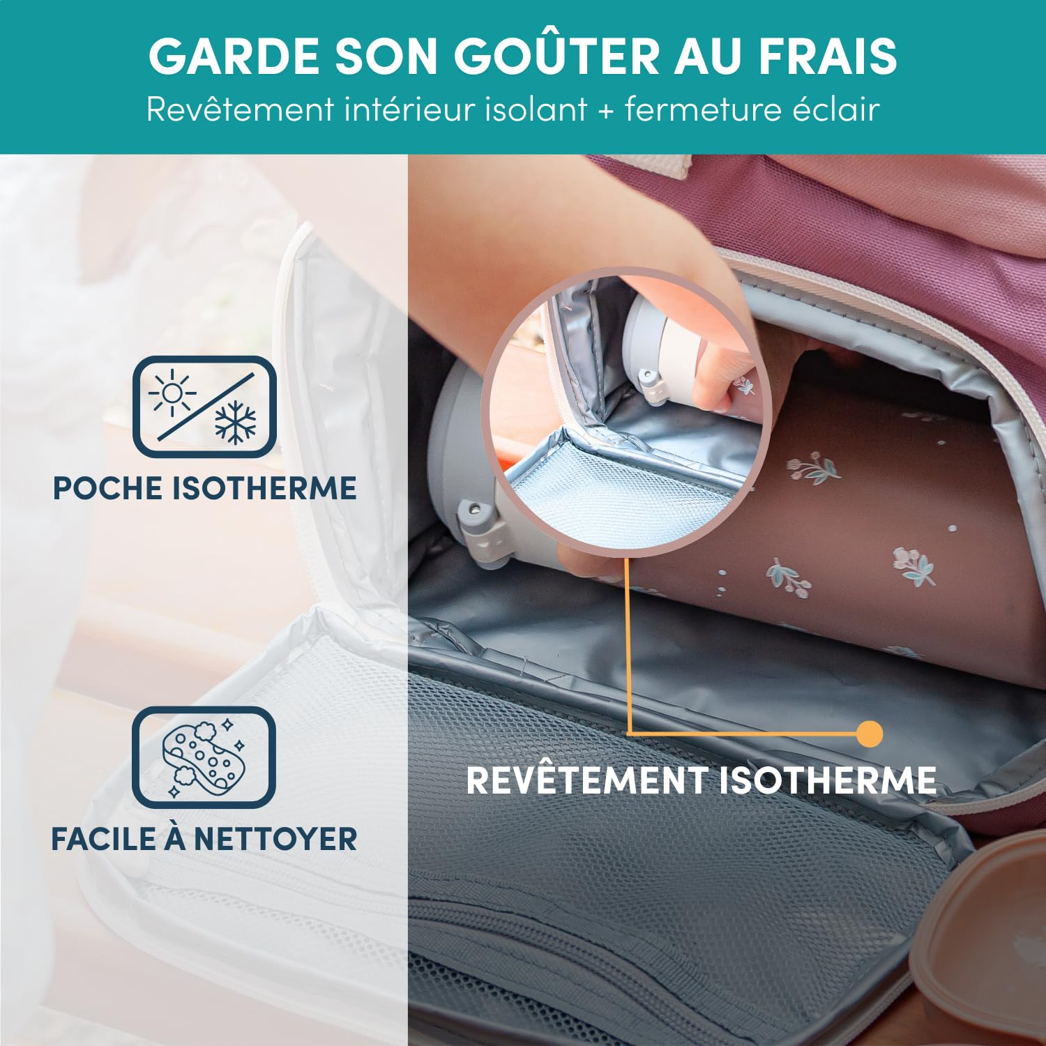 monbento - Sac Isotherme Enfant 2-en-1-9L - pour le Goûter - Rose