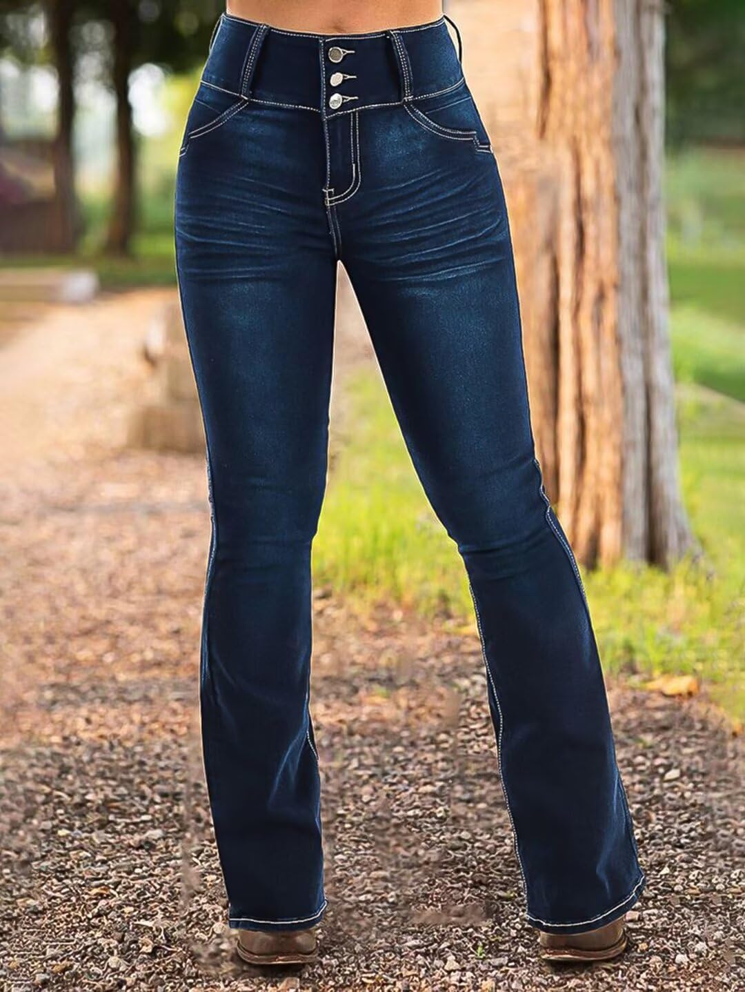 Flamingals Butt Lifting Bootcut Jeans Stretchy Casual Fall Winter Trendy Flare Leg Jeans for Women