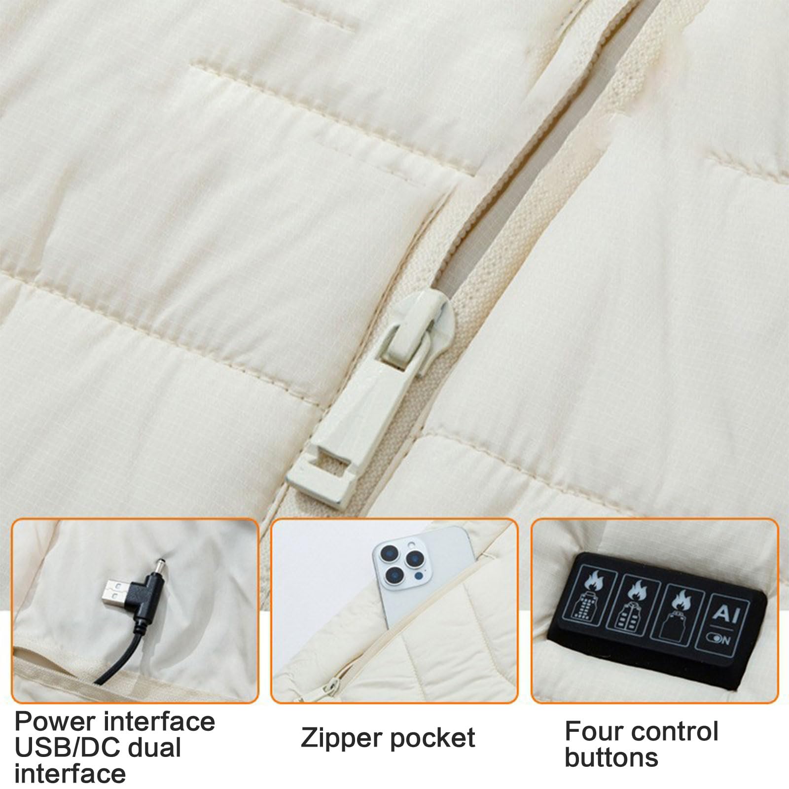 Chaleco Calentado Con Alimentación USB Con 4 Zonas De Control 28 Áreas Calor Poliéster Abrigo Invierno Para Actividades Aire Libre Calefactor Transpirable