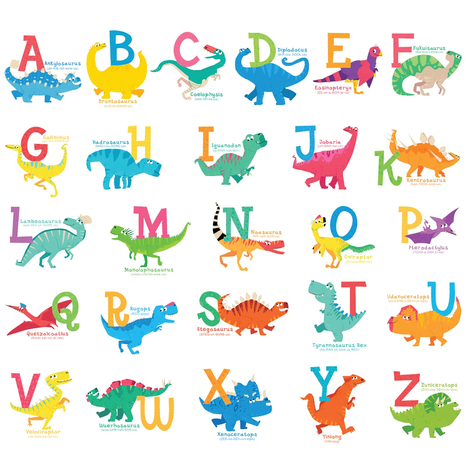 Decowall Dino Abc Ds-8033 Dinosaur Alphabet Kids Wall Stickers Abc Peel And Stick Dinosaurs Decals Removable Nursery Bedroom Living Room Art Decor (Small)