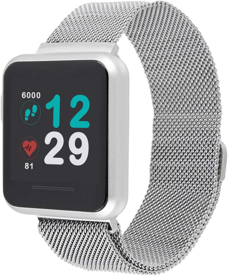 X-WATCH KETO SUN REFLECT Smart Watch, Always On Colour Screen, Heart Rate Monitor, Step, Calorie & Distance Counter, Stopwatch.IP68 Waterproof, Battery life up to 20 Days, Android & iOS - Shiny Silver
