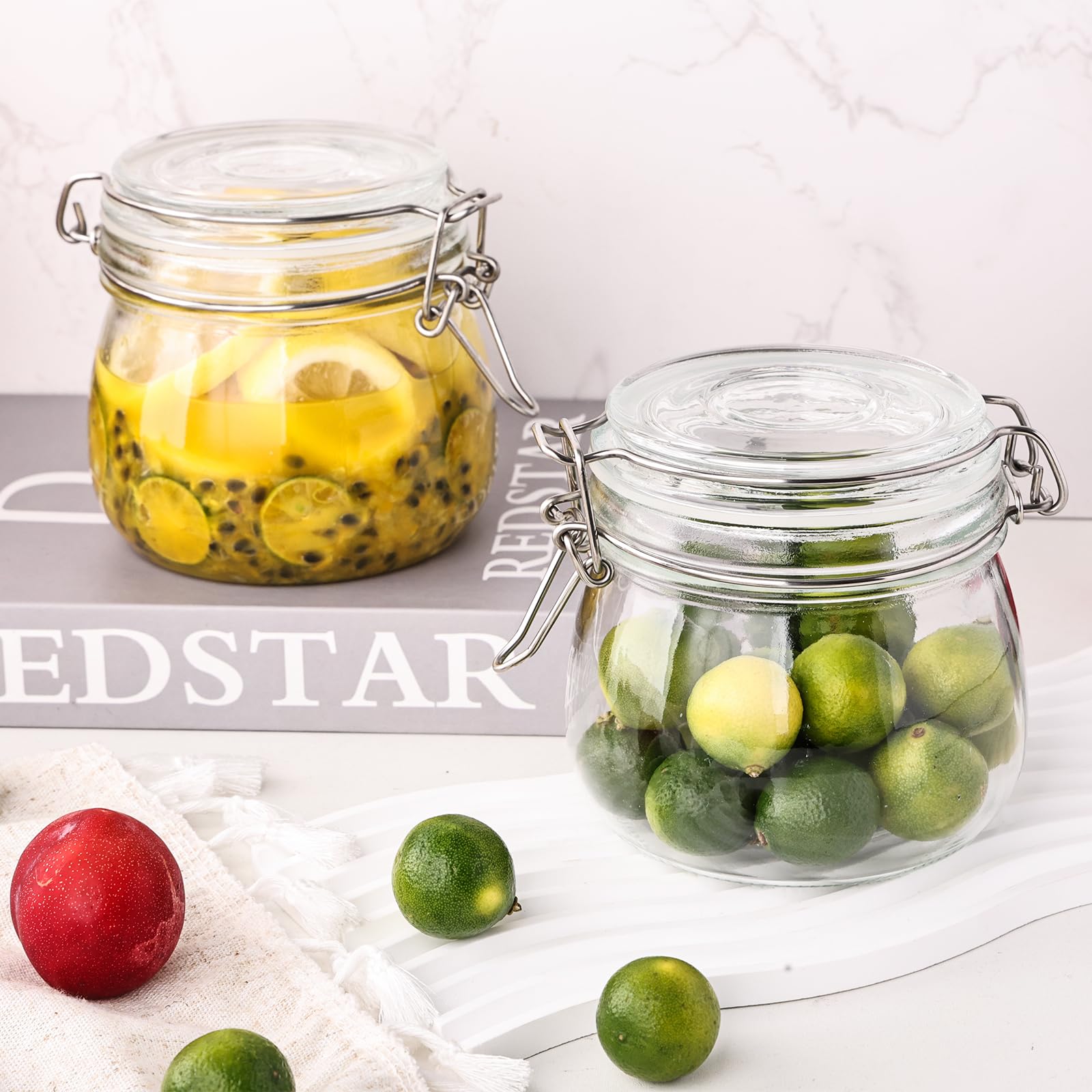 Amazon.com: Liuruiyu 16oz - 6 Pack Round Glass Jars with Airtight