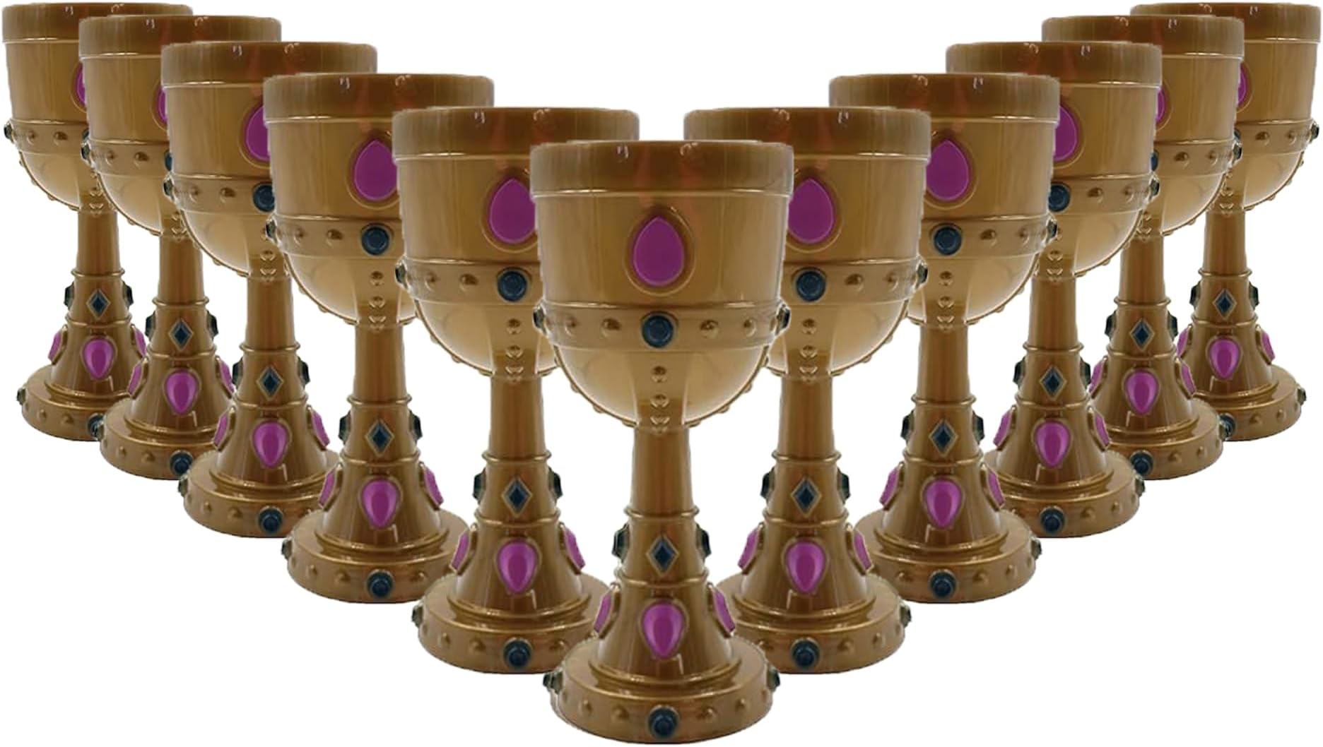 ZHURUININ 12 Pcs Medieval Molded Crown Goblets 8 oz Gold