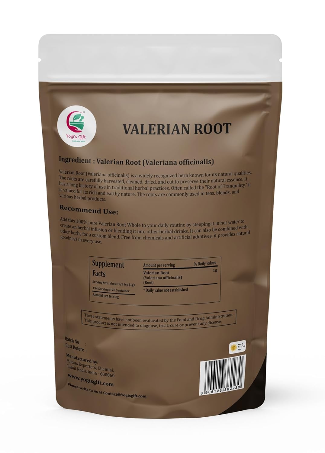 Valerian Root Whole 1 LB, 100% Natural & Pure, for Tea & Herbal Blends, Naturally Strong Aroma, Resealable Bag for Freshness - By Yogi’s Gift® - Image 2