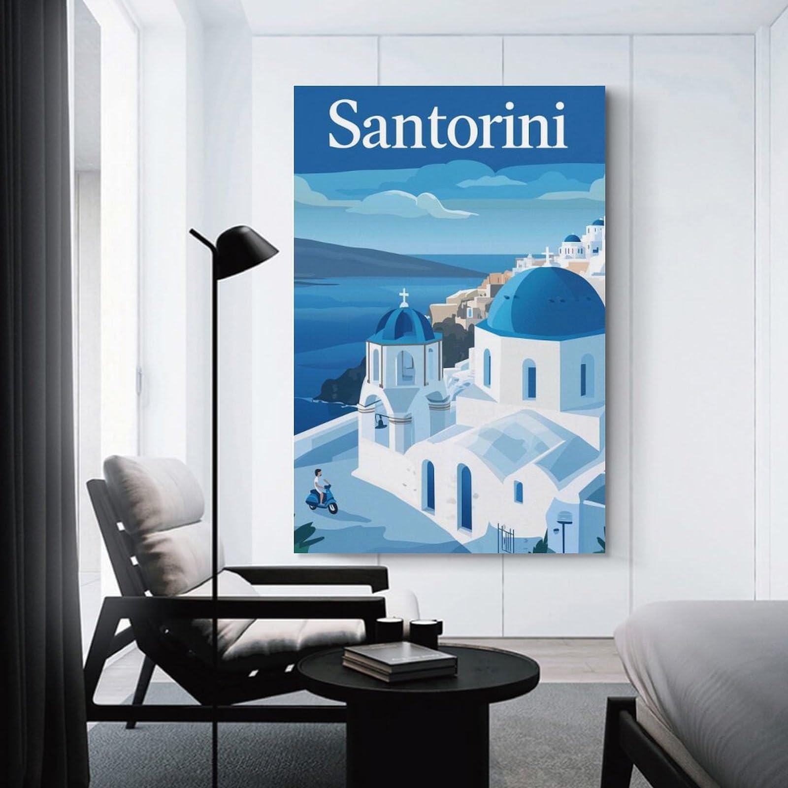 Junmoney Room Decor Wall Art The Beauty of Santorini, 24x36inch(60x90cm), for Wall Displays, Bedrooms Or Room Updates, An Easy Match for Collected Prints
