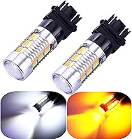 Vouke 3157 3057 3357 4157 Switchback LED Turn Signal Bulbs - 22 SMD White/Yellow Amber Projector, Standard Socket, Pair of 2