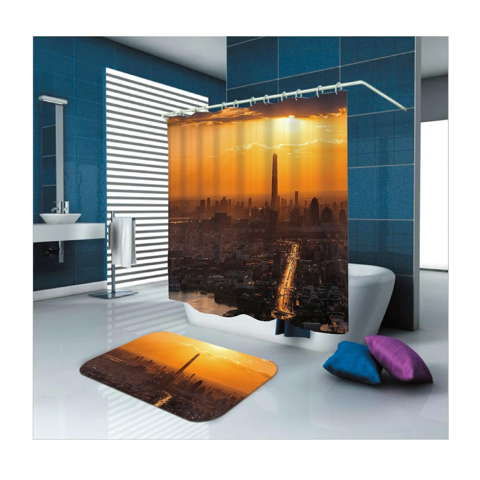 Rideau de douche anti-moisissure imperméable et lavable pour baignoire