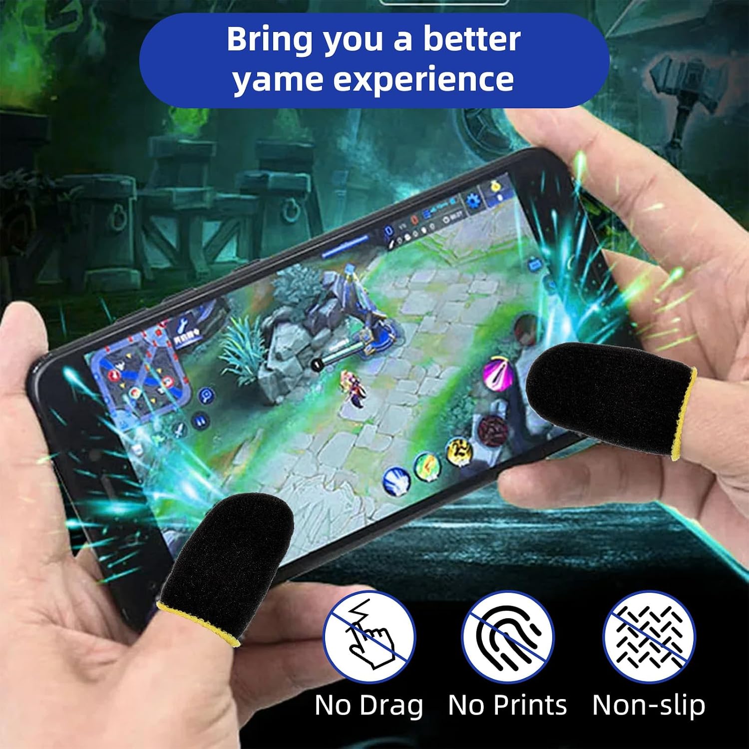 YUXIANLB 120 Pieces Finger Sleeves for Gaming, Colored Thumb Sleeve Mobile Game Controller Finger Cover Anti Sweat Breathable Seamless Touchscreen Silver Fiber for Mobile Phone Game