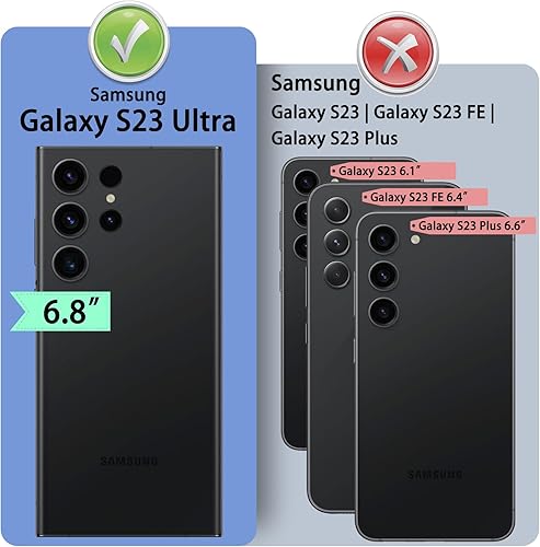 Miniatura 3 de DuckSky Funda tipo cartera de cuero genuino para Samsung Galaxy S23 Ultra con bloqueo RFID, 4 tarjeteros de crédito. Cuero auténtico Funda