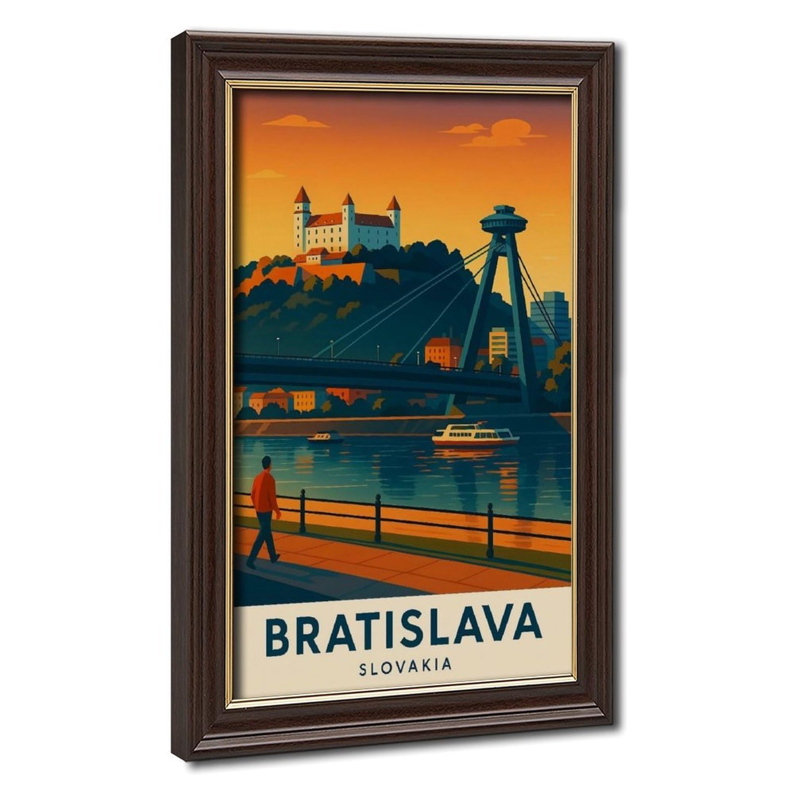 Bareronor Mokume Gane Frame-Style Bratislava Canvas Poster For Office Decor Gift