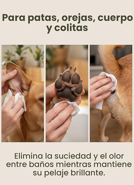 Foto 7 de 8 de Pogi toallitas para Perros - hipoalergénicas y de Origen Vegetal - sin Perfume, 100 uds