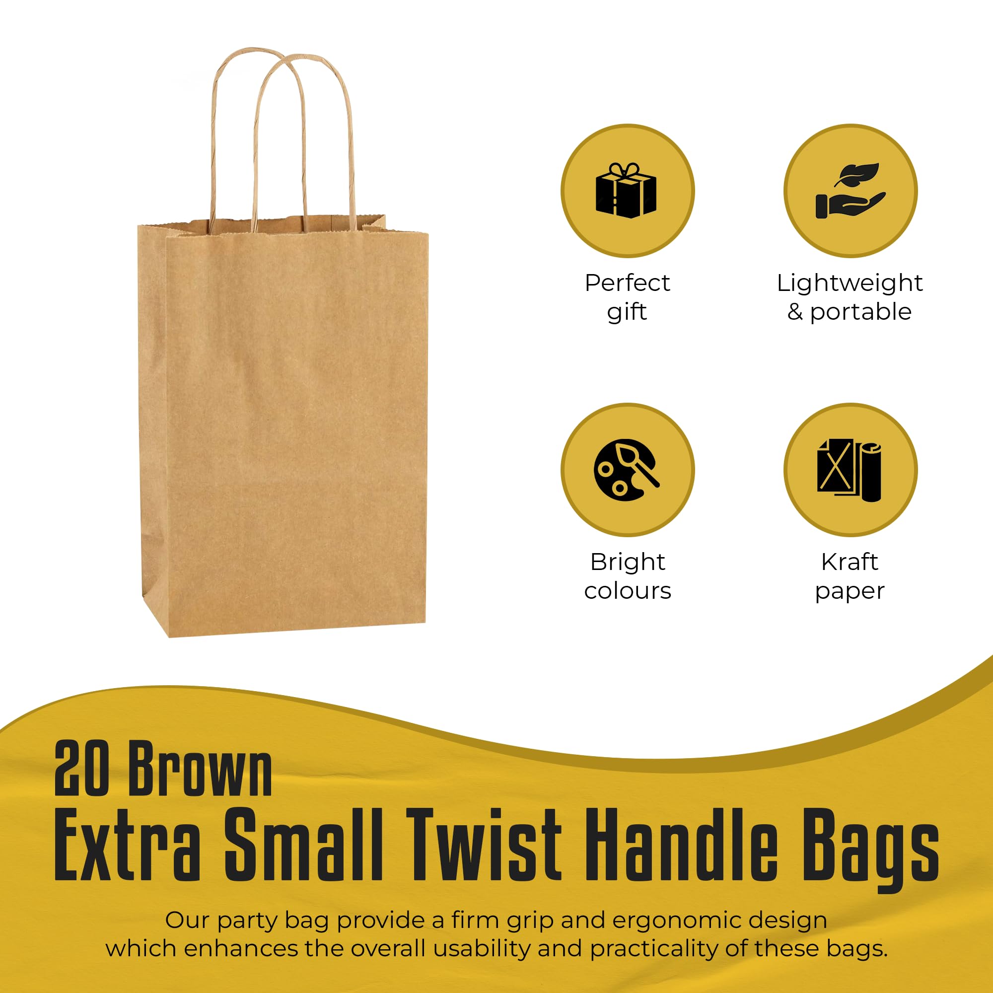 Thepaperbagstore 20 Brown Paper Party Bags With Handles, Colourful Paper Gift Bags for Kids and Adults Parties Birthdays - Image 2