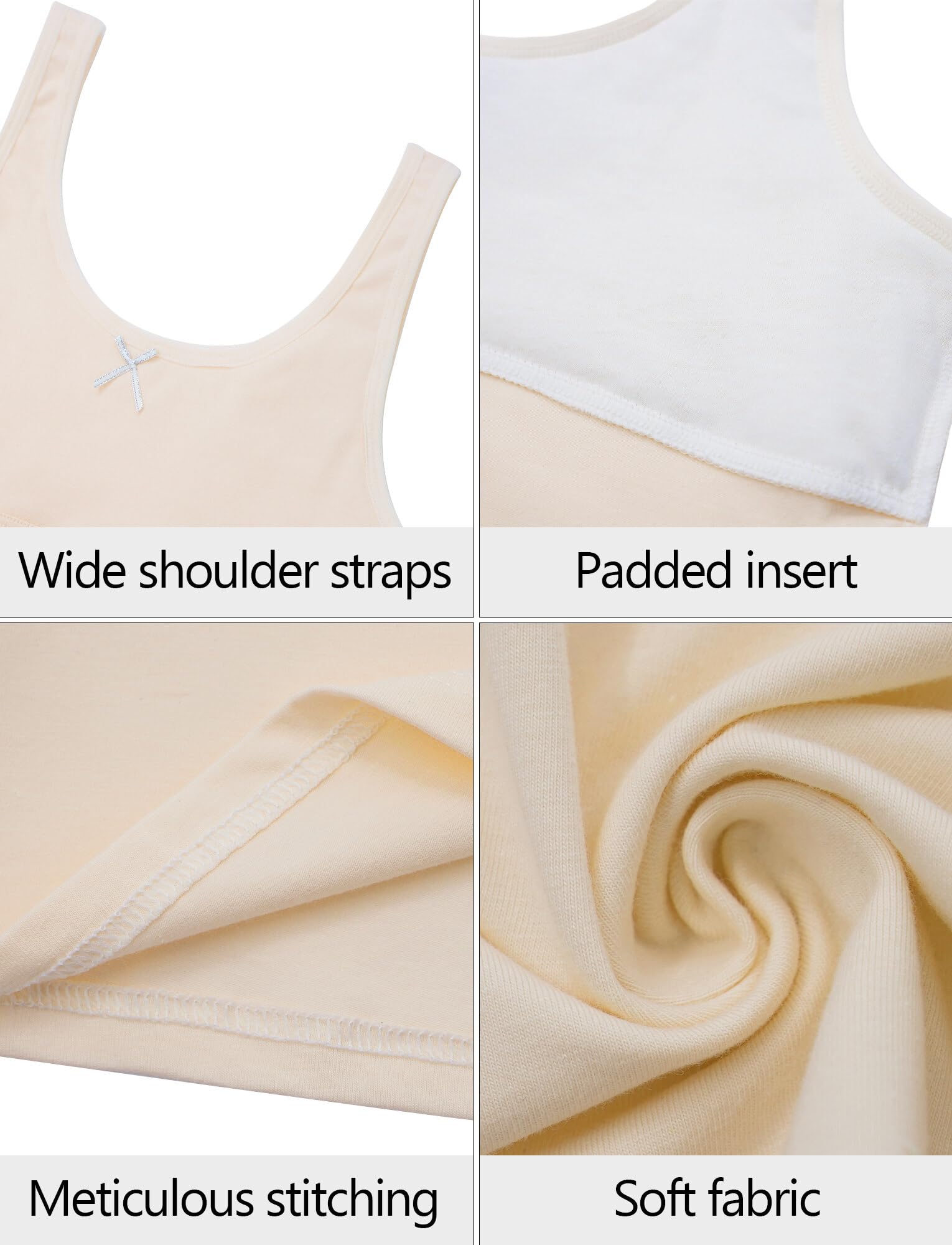 FEOYA Mädchen Sport BH Tank Top Schnell Trocknen Unterwäsche Training Unterhemd Weich Bra Kinder Ärmellos Oberteil Spaghettiträger oder breite Träger Bra Untershirt für 7-12 Jahre M L XL 2XL