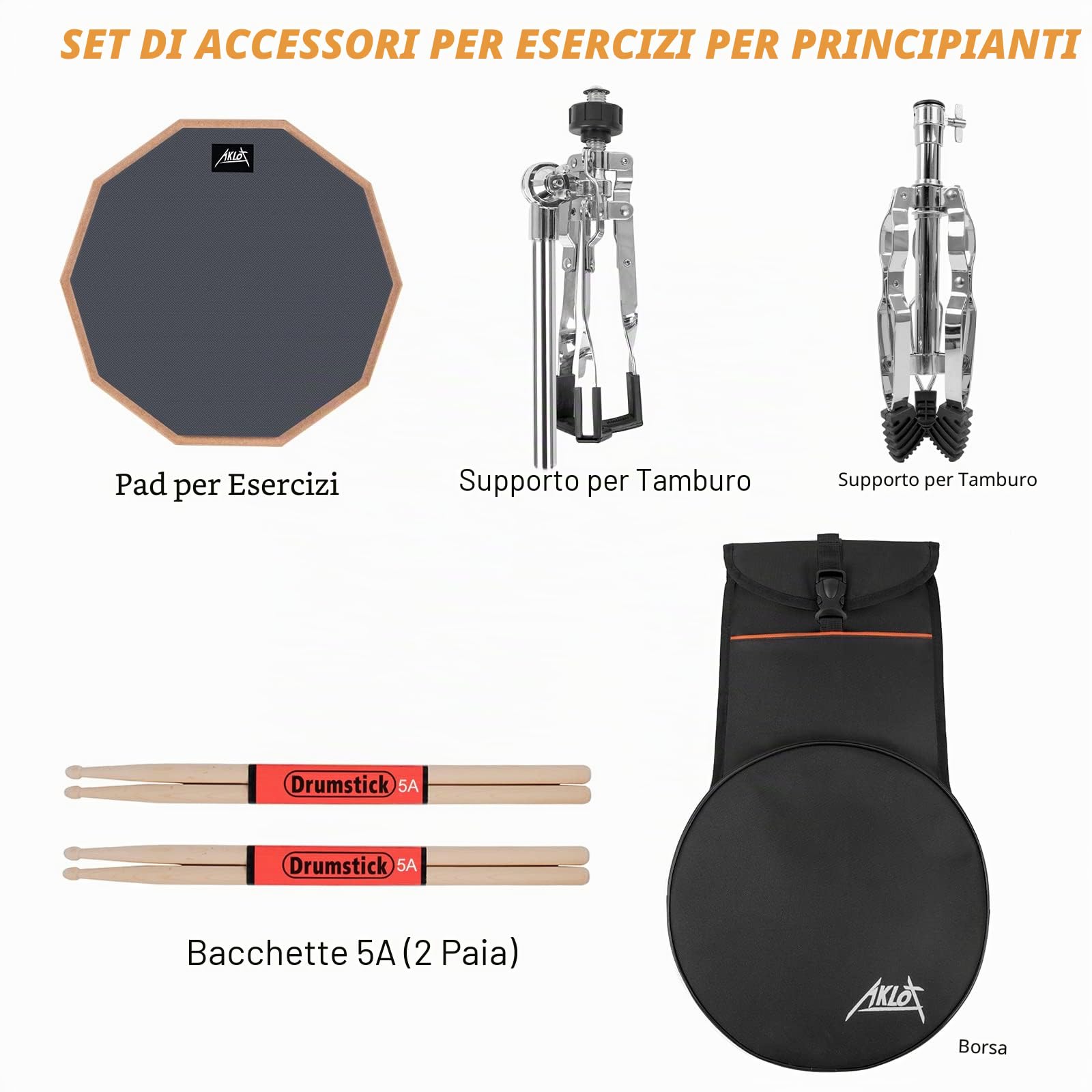 Set tamponi per batteria 12" silicone per bambini adulti con supporto rullante