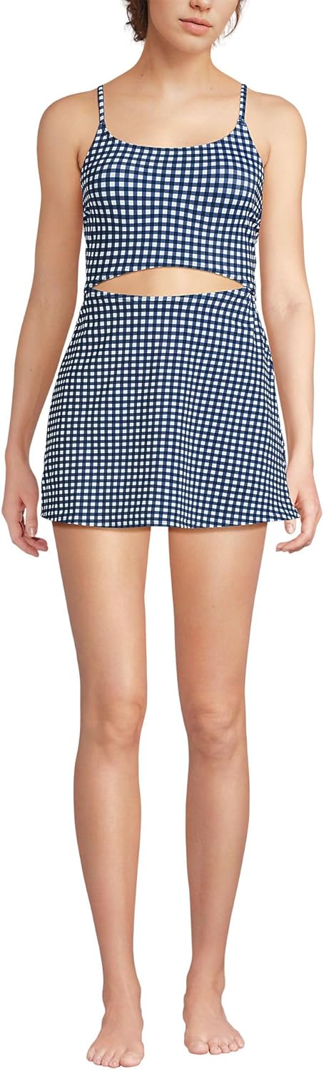 Lands' End Women's Tugless Monokini Swim Dress Swimsuit