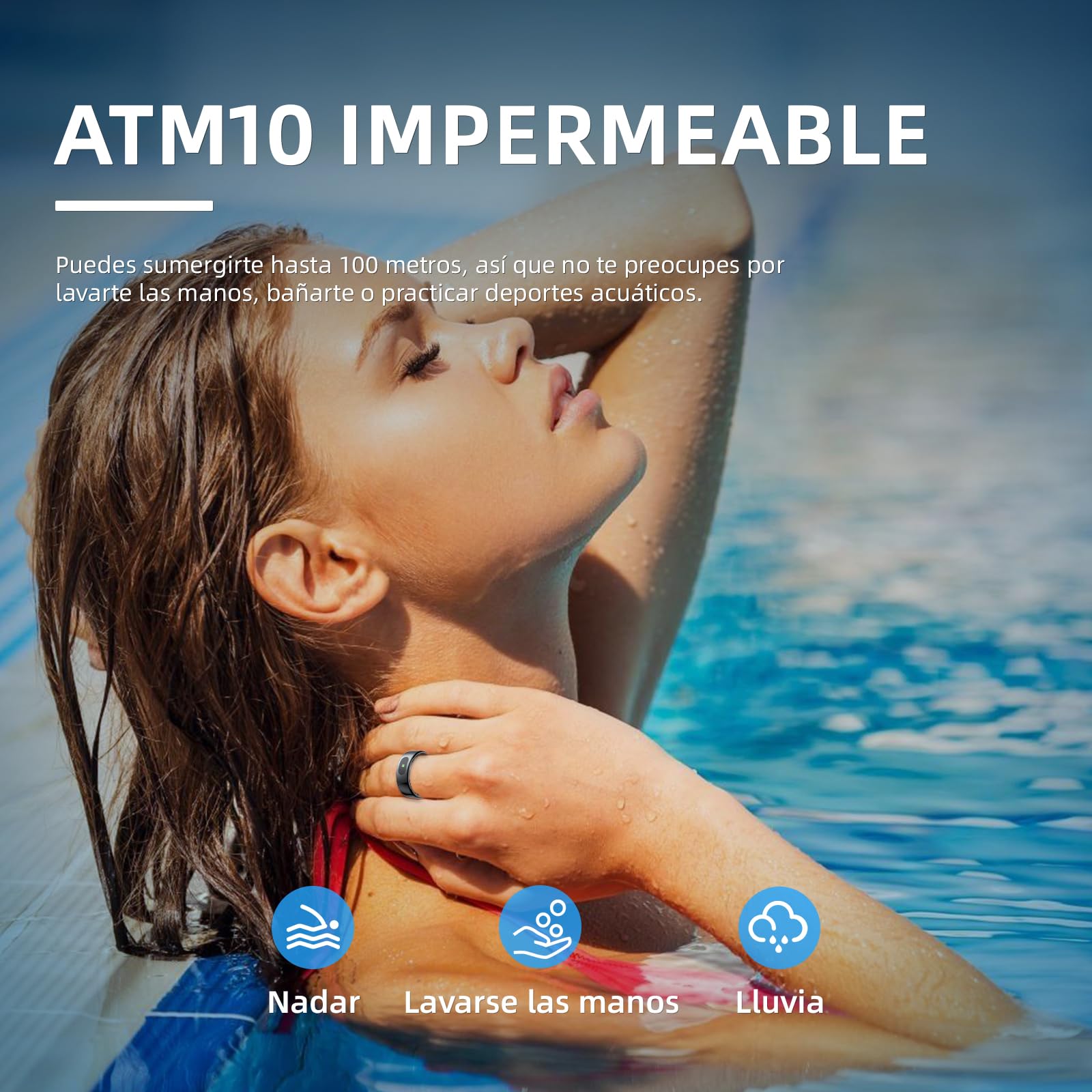 Health Ring Pro Inteligente Anillo Táctil versión Mejorada con Bluetooth, Resistente al Agua 10 ATM, Rastreador de Actividad Física (Plata, 8)