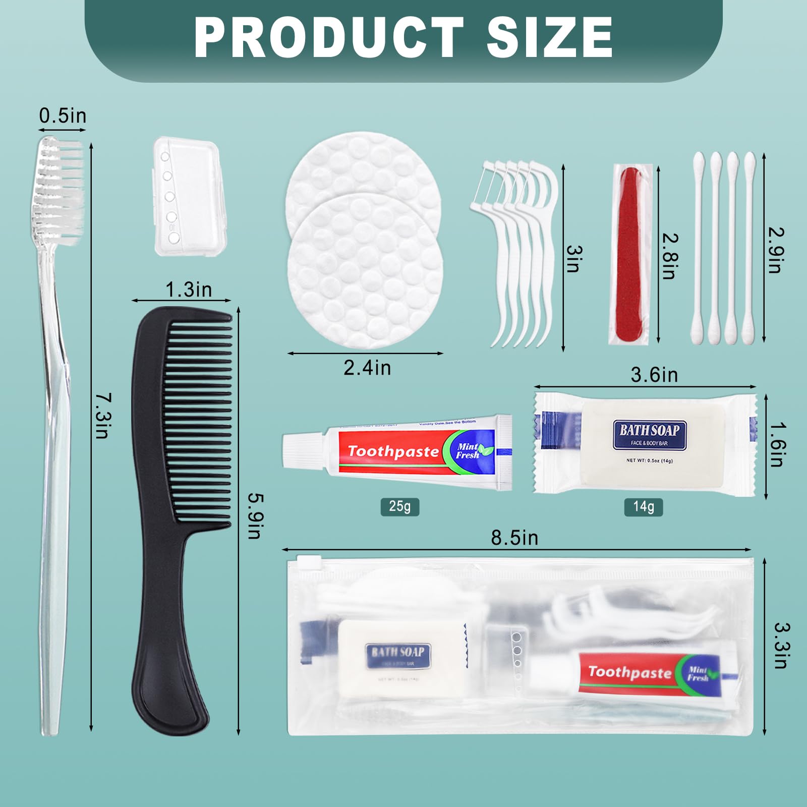 Set di 25 set di spazzolini da denti usa e getta con dentifricio, pettine e coperchio per sapone e kit di toeletta, kit da toeletta, articoli per senzatetto, per donne, uomini, viaggi
