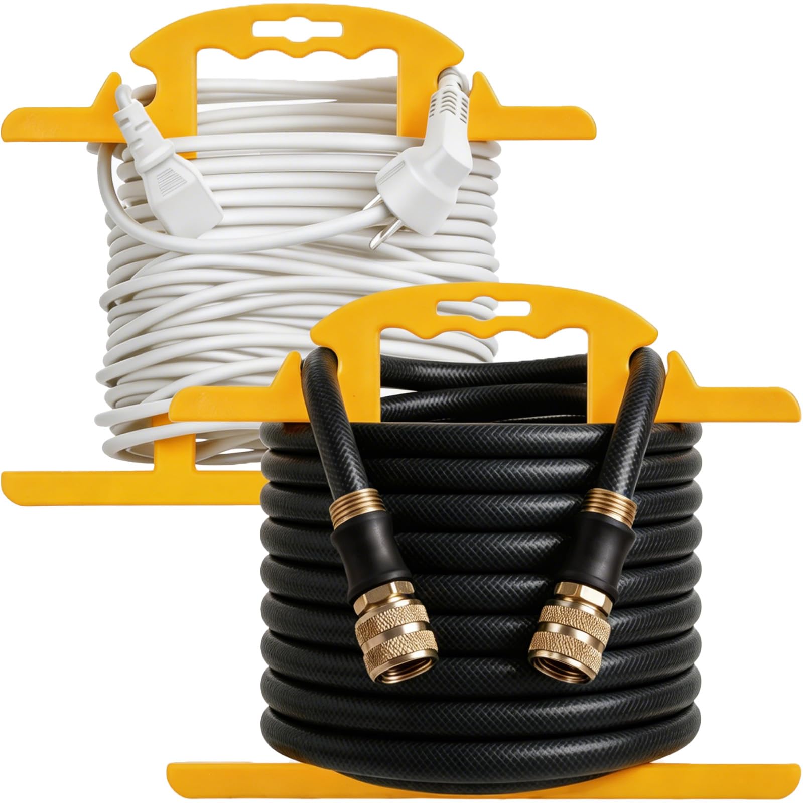 Filltown 2 Pack Heavy Duty Cable Reel Hose Reel, H-Shape Extension Lead Reel with Carrying Handle for Garden Tools, Christmas Lights, Camping Cables, Hoses & Ropes, Office Wires - Yellow
