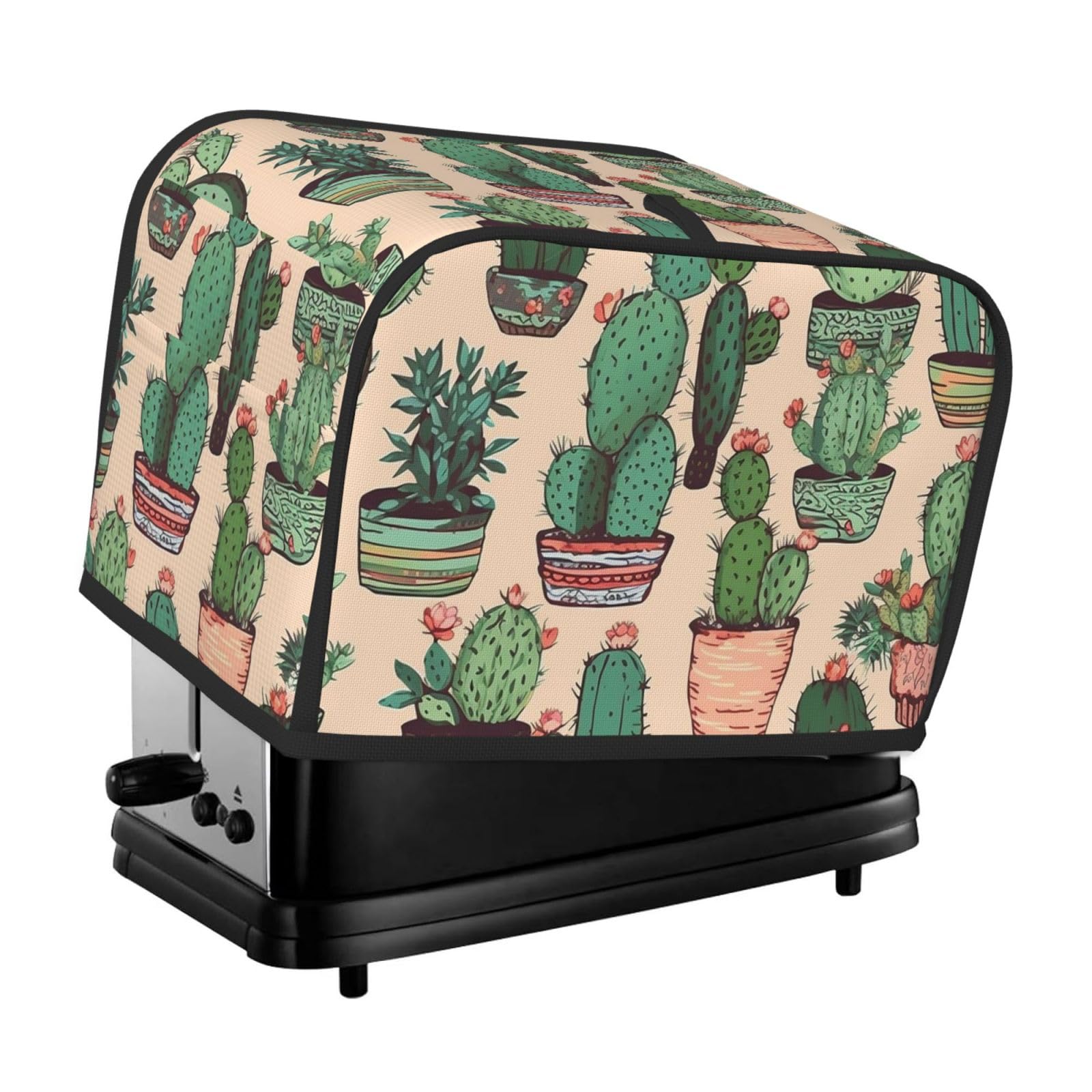 Fodpand Black Toaster Covers 2 Slice Cactus Pattern Bread Machine Cover Quilted Toaster Dustproof Cover Washable Appliance Cover Bread Maker Protective For Kitchen Small Appliance