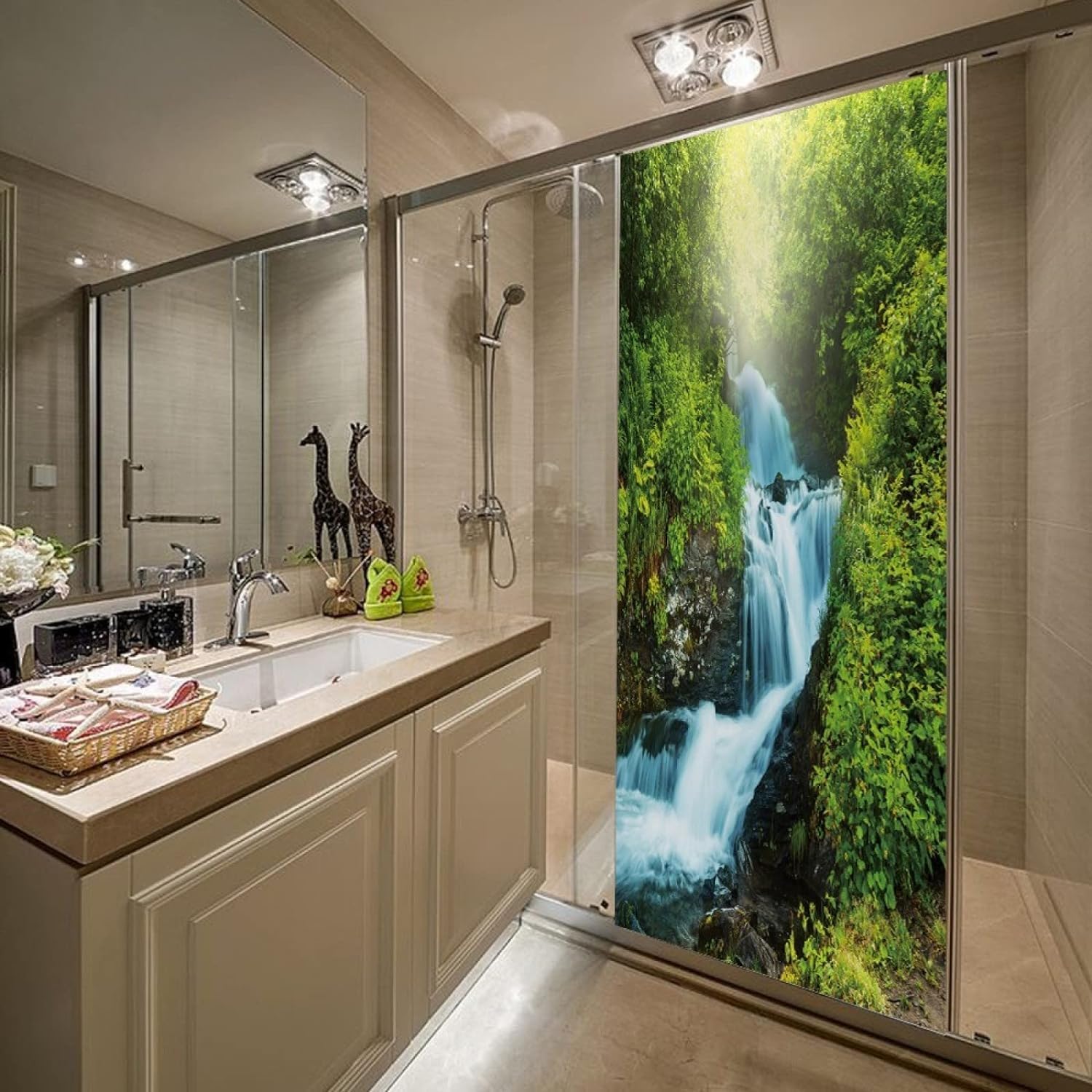 Fykjgs Modern Waterfall Door Stickers for Interior Doors Landscape 3D Door Decals Art Sticker Self Adhesive Door Murals for Bedrooms Living Room Bathroom Home Decor G183?90x210 cm?