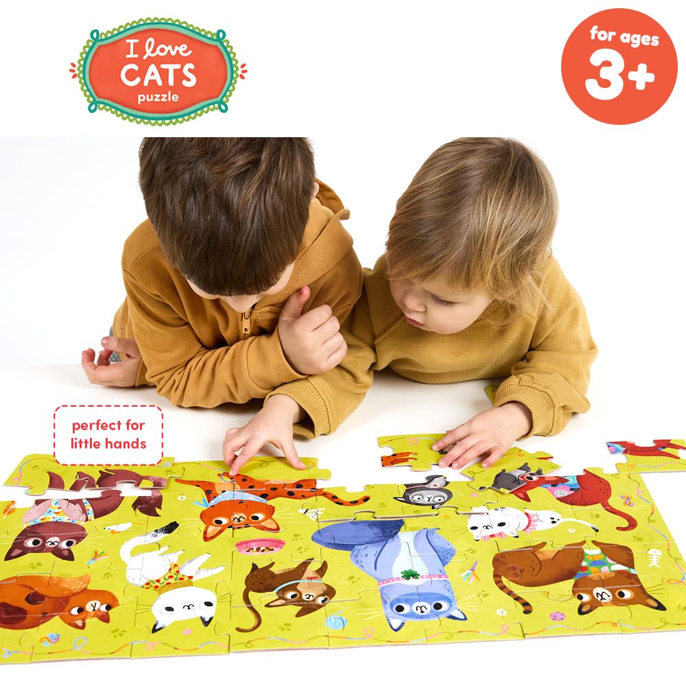 Puzzle de Sol « I Love Cats » pour Enfants – Comprend 40 Grandes pièces avec Une Grande Taille terminée de 66 cm et 32 cm – pour Enfants de 3 Ans et Plus