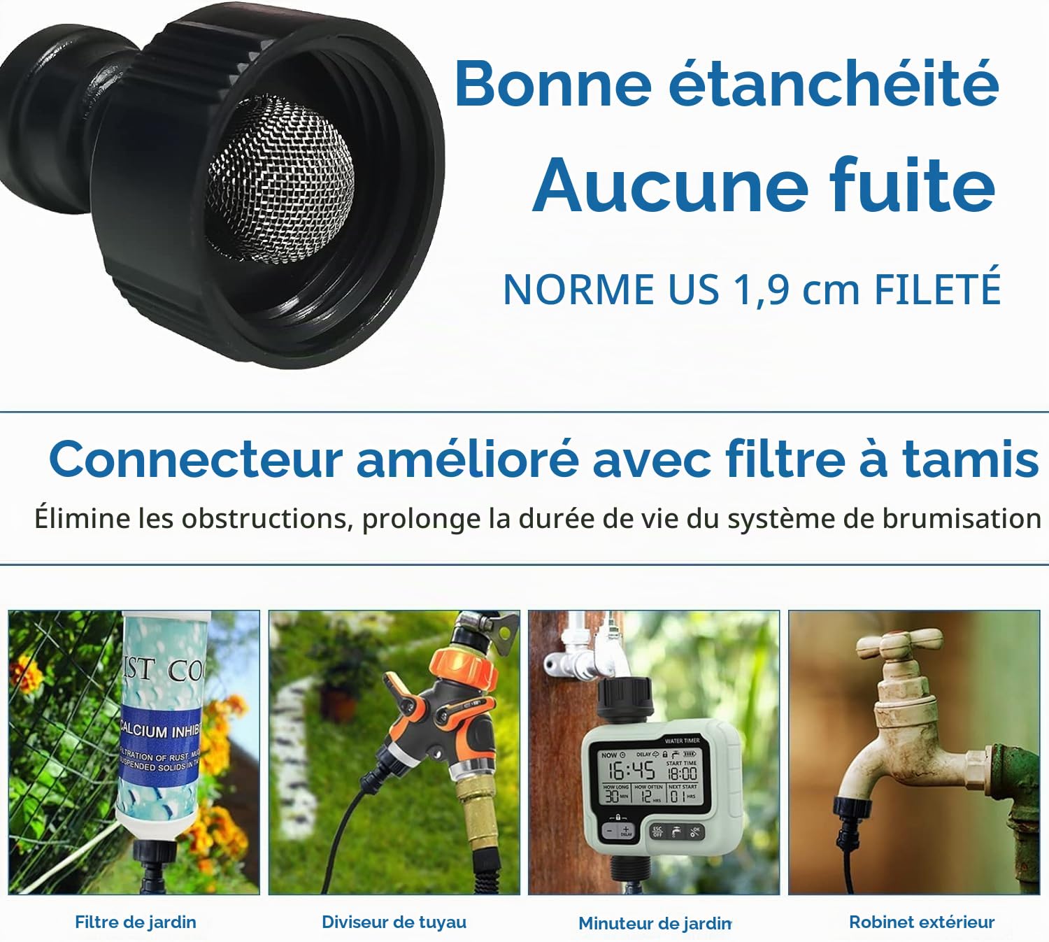 Système de brume extérieure pour terrasse extérieure, système de refroidissement par brumisation de 20 m + minuteur d'eau, tuyau de brume d'eau pour jardin, serre, parapluie, terrasse, auvent,