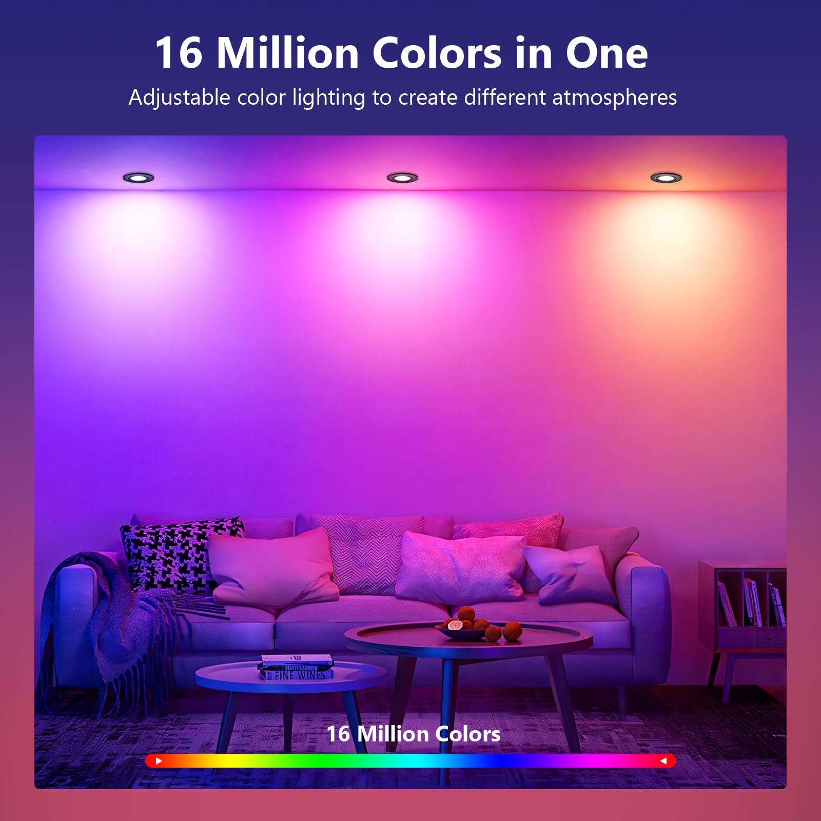 GeyouLux Spot LED Encastrable Dimmable RGB, IP44 Aluminium Spot LED 230V 68mm, 5W 3CCT, Orientables 120°+45° Spots de Plafond Noirs avec Télécommande IR pour Salle de Bain, 4 Pièces