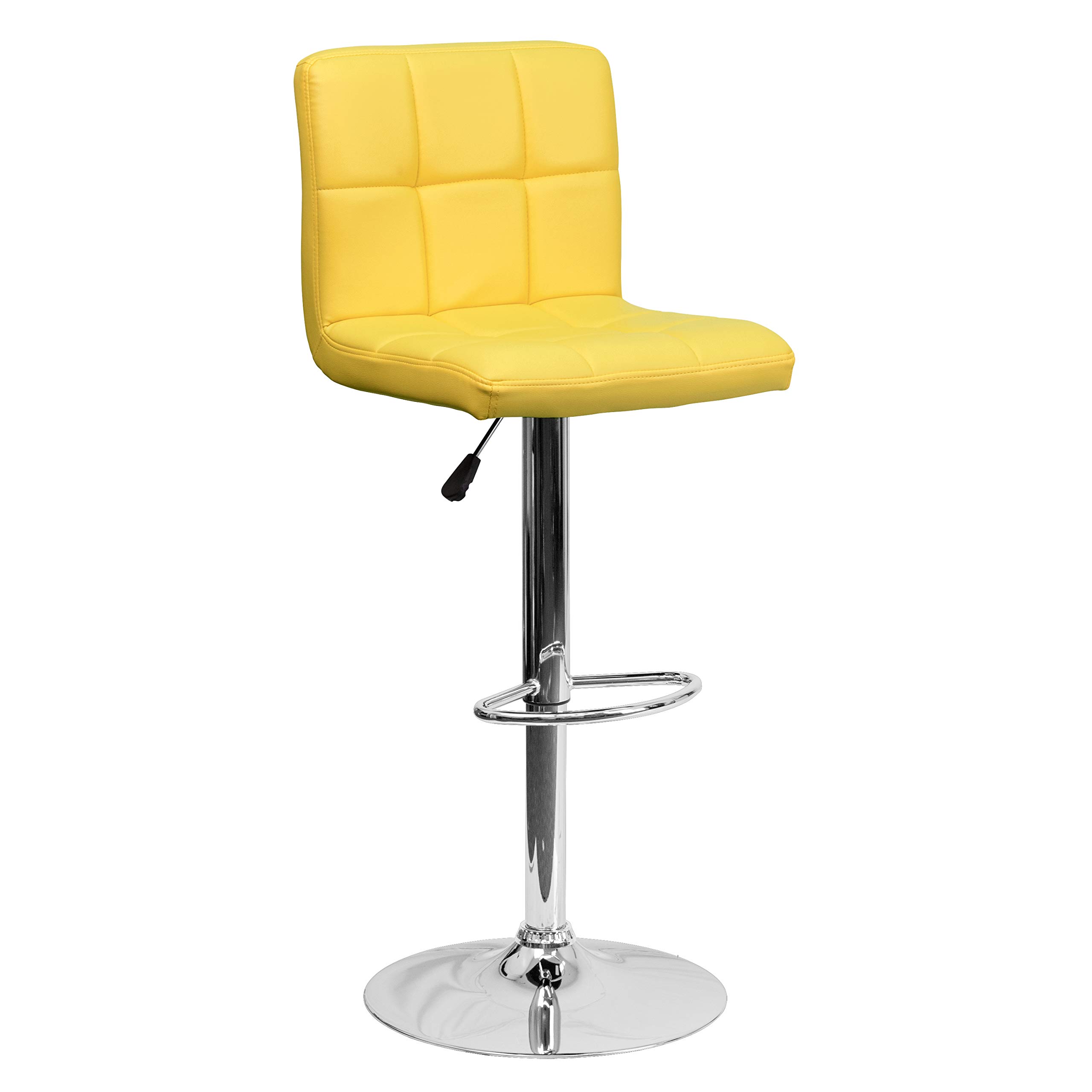 Flash Furniture Alexandra - Set di 2 sgabelli da Bar in Vinile Trapuntato, Altezza Regolabile, con Base cromata