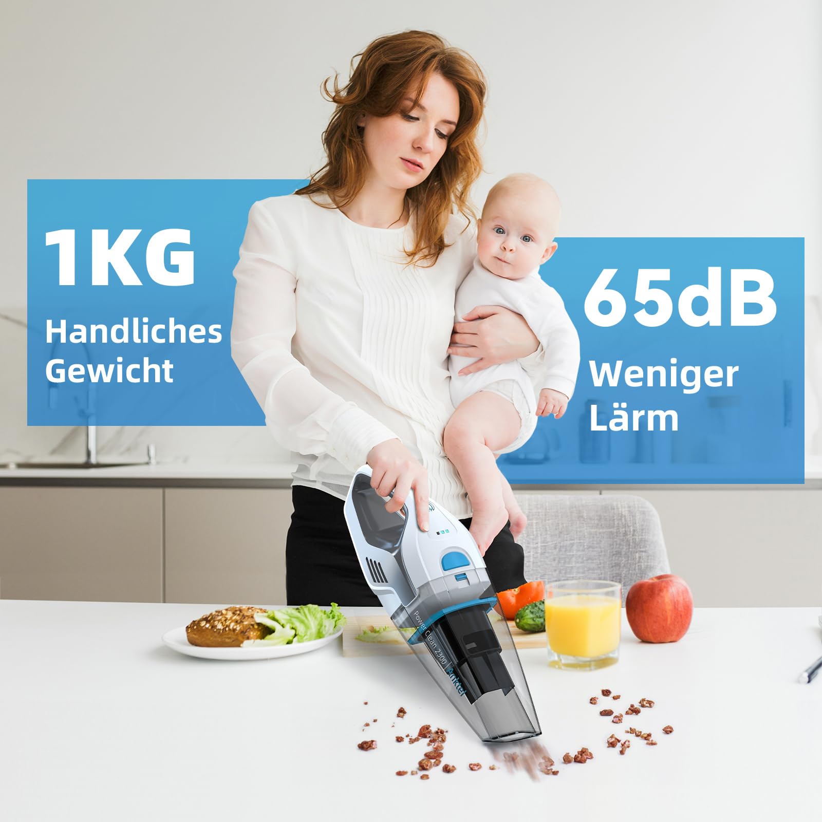 Anktel Handstaubsauger Testsieger mit Ladestation -PowerClean2300- Handstaubsauger Akku Kabellos Nass&Trocken mit Waschbar HEPA-Filter Handsauger Beutellos Staubsauger Ersatzfilter
