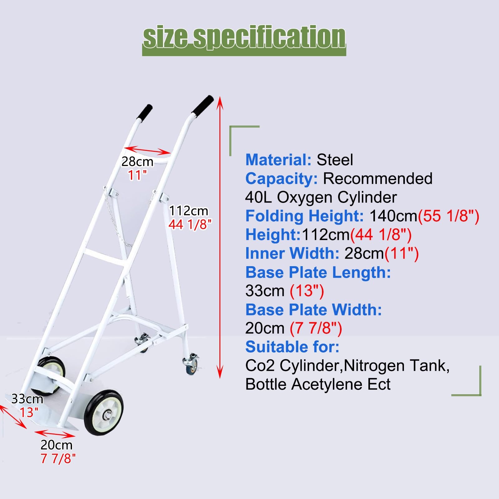 Soporte para Botella de Oxígeno Estante de Almacenamiento de Botellas de Gas para Carretilla de Mano Plegable, Estante de Almacenamiento para Transporte de Tanques de Oxígeno de Aleación de Aluminio,