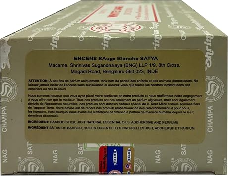 Satya Nag Champa White Sage Incense sticks-12packs x 15grams by Satya (White Sage)