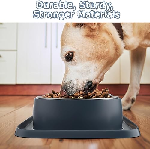 Miniatura 6 de Cuenco de comida para perros con paspartú, doble sin derrames, sin ensuciar, de acero inoxidable, fácil de limpiar, diseño antideslizante, perfecto